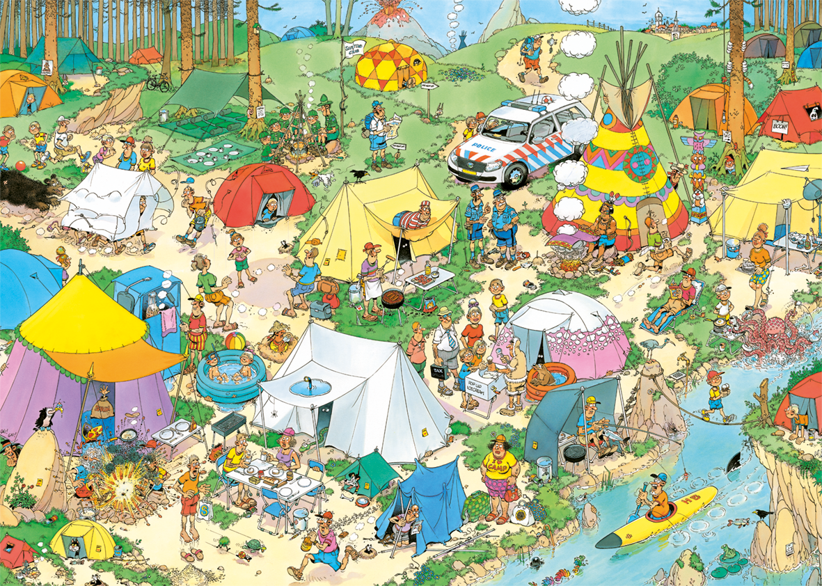 Jumbo Puzzle 1000 pièces : Jan Van Haasteren : Camping en forêt