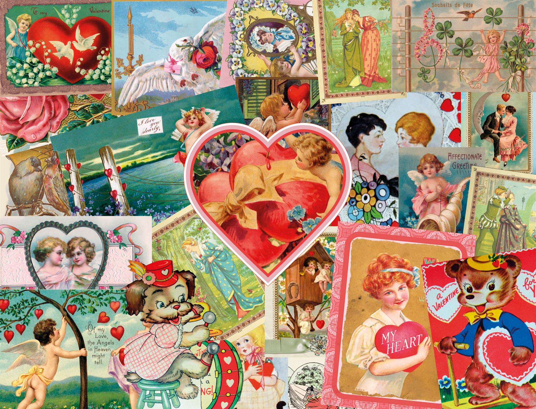 Vintage Valentine's Cards 500 or 1000 Piece Jigsaw Puzzle 1000