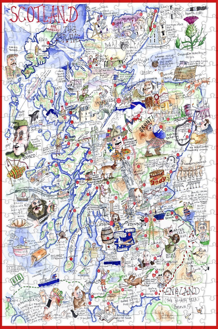 Map of Scotland - Tim Bulmer - 300 Piece Wooden Jigsaw Puzzle