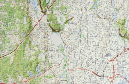 I Love You - Hometown US Map Puzzle (Satellite & Topographic)