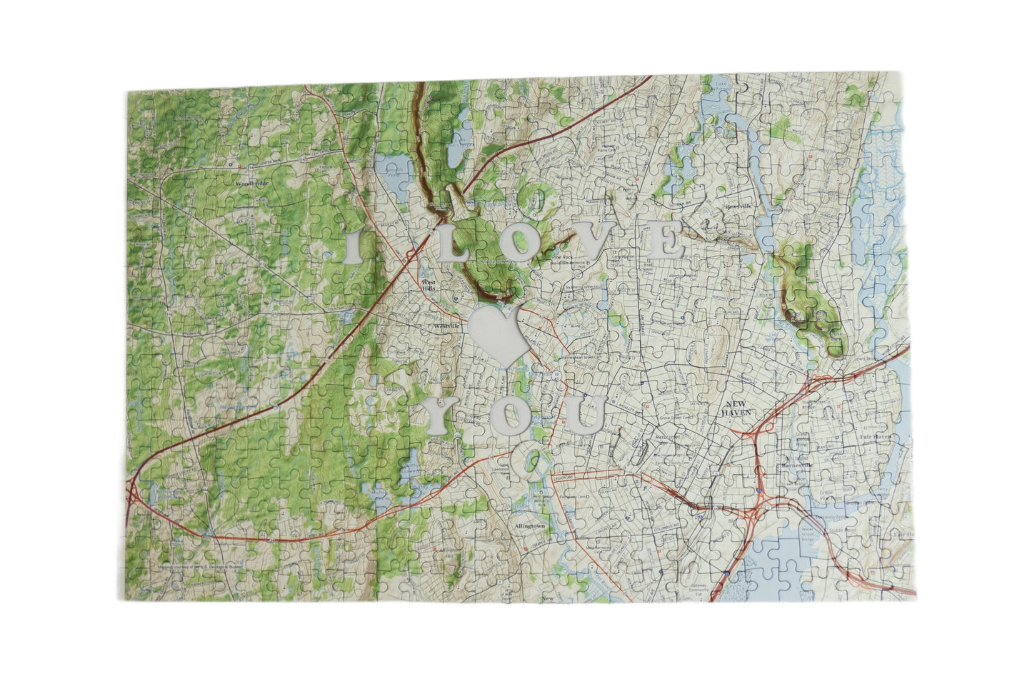 I Love You - Hometown US Map Puzzle (Satellite & Topographic)