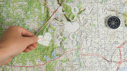 I Love You - Hometown US Map Puzzle (Satellite & Topographic)