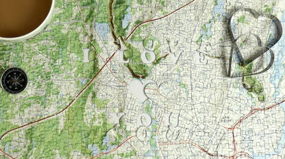 I Love You - Hometown US Map Puzzle (Satellite & Topographic)
