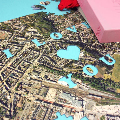 I Love You - Hometown US Map Puzzle (Satellite & Topographic)