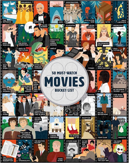 50 Must-Watch Movies Bucket List 1000 Piece Puzzle