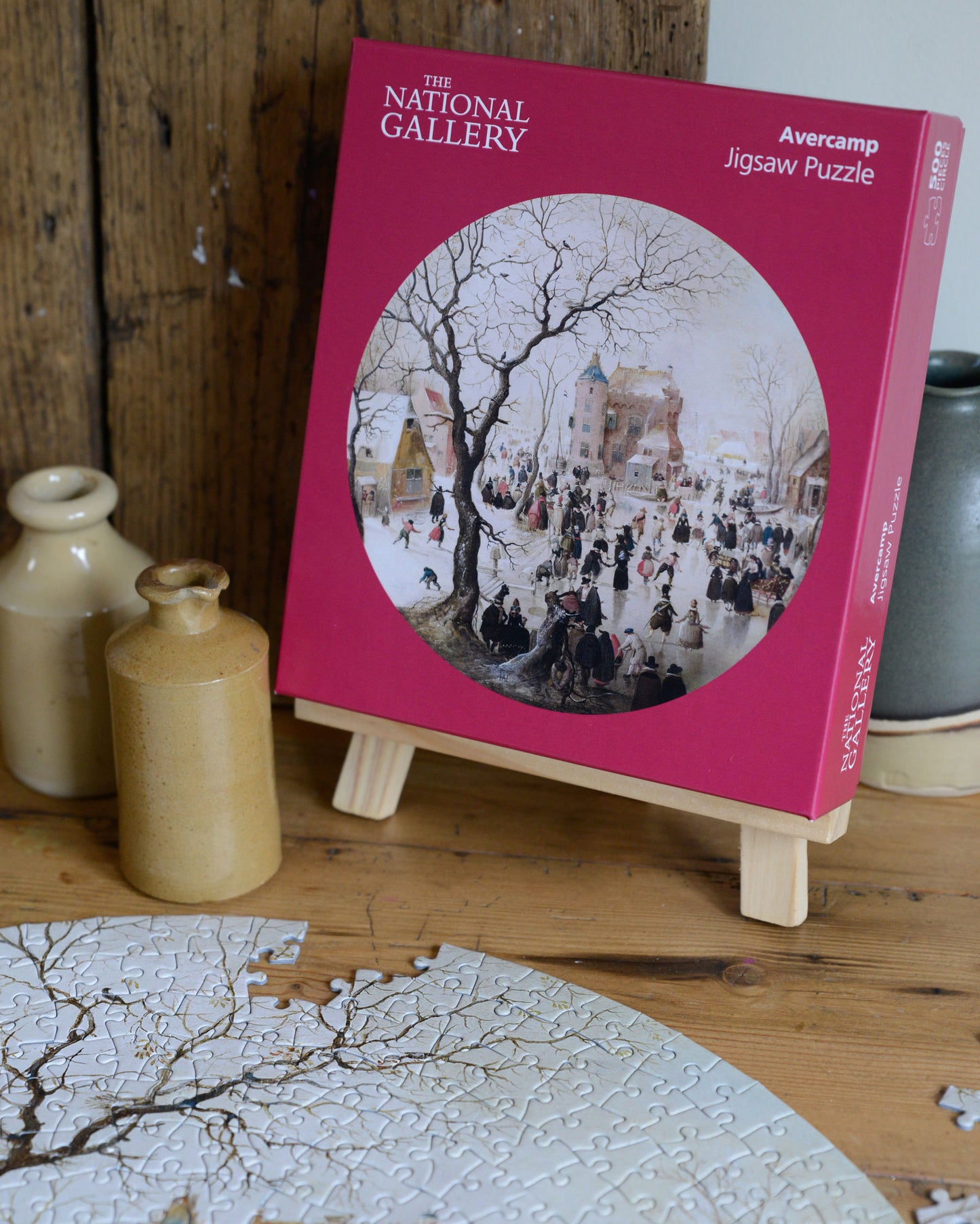 A Winter Scene with Skaters near a Castle - National Gallery 500 Piece Circular Jigsaw Puzzle