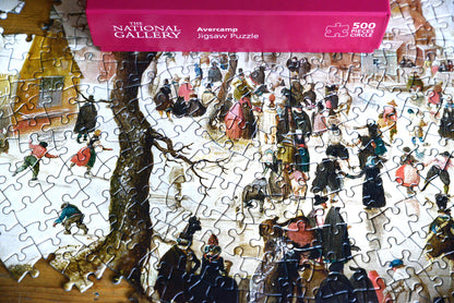 A Winter Scene with Skaters near a Castle - National Gallery 500 Piece Circular Jigsaw Puzzle