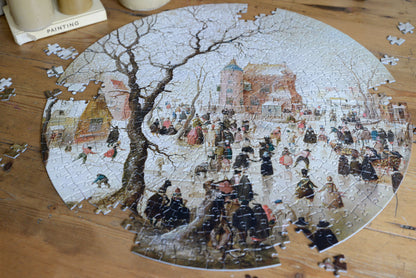 A Winter Scene with Skaters near a Castle - National Gallery 500 Piece Circular Jigsaw Puzzle