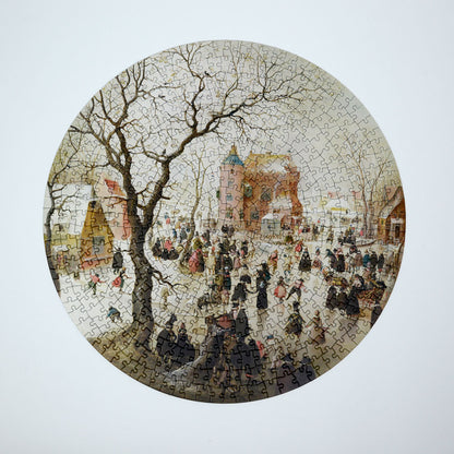 A Winter Scene with Skaters near a Castle - National Gallery 500 Piece Circular Jigsaw Puzzle