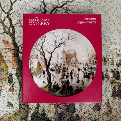 A Winter Scene with Skaters near a Castle - National Gallery 500 Piece Circular Jigsaw Puzzle