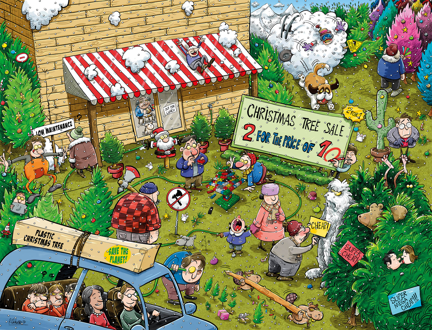 Chaos at Christmas Tree Farm - No. 10 1000 or 500 Piece Jigsaw Puzzle