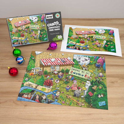 Chaos at Christmas Tree Farm - No. 10 1000 or 500 Piece Jigsaw Puzzle