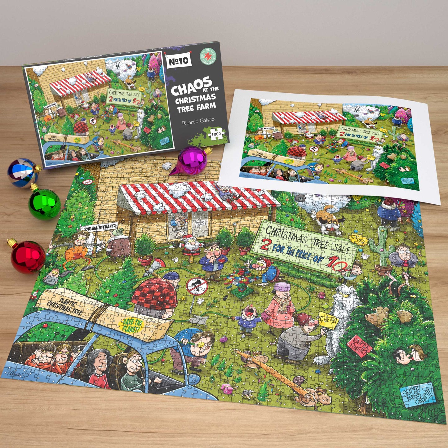 Chaos at Christmas Tree Farm - No. 10 1000 or 500 Piece Jigsaw Puzzle
