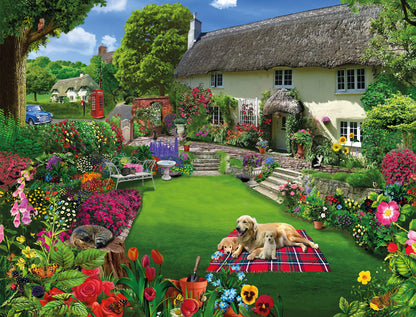 Dogs in a Cottage Garden 1000 or 500 Piece Jigsaw Puzzles