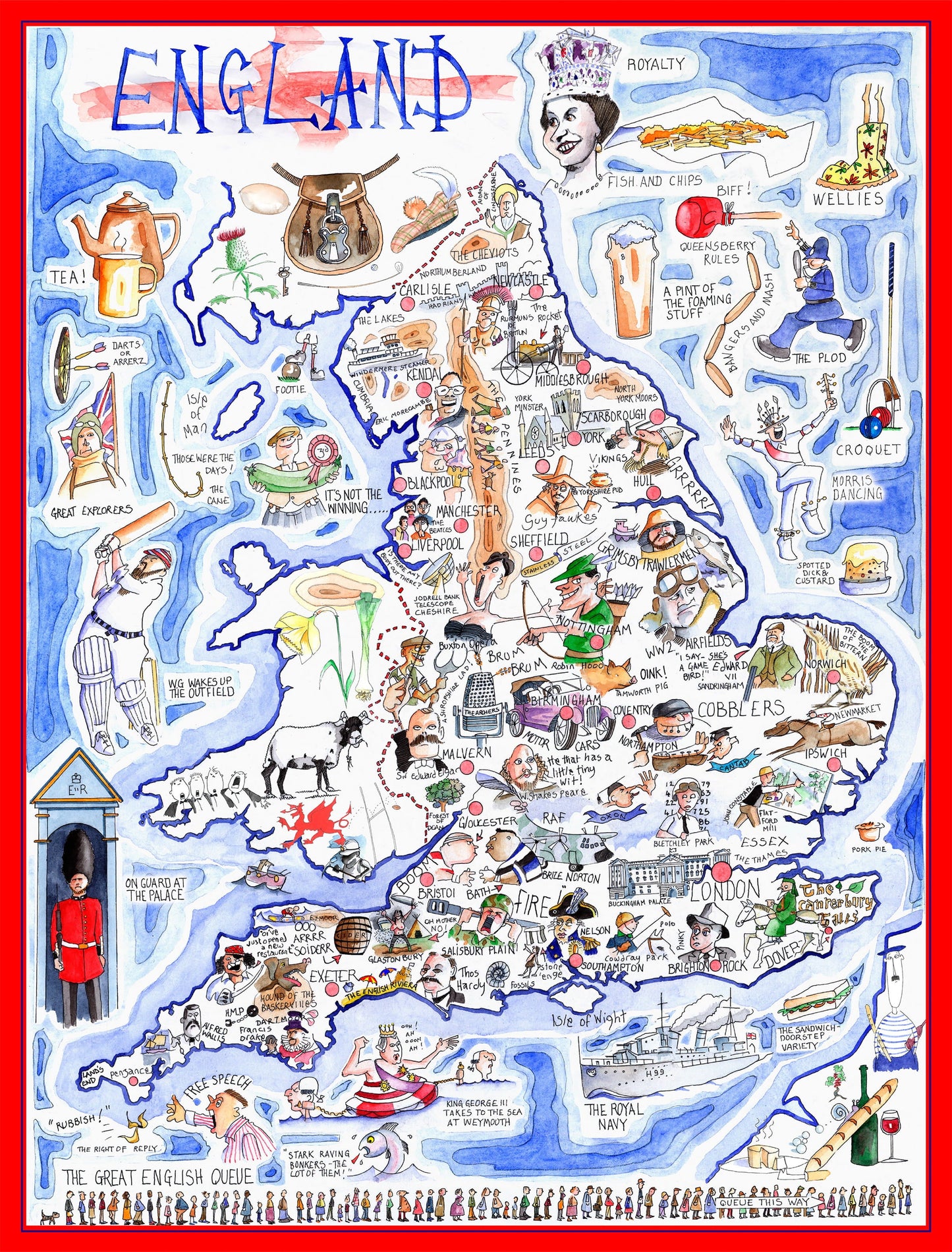 Tim Bulmer's England Map Jigsaw & Tea Towel Gift Bundle
