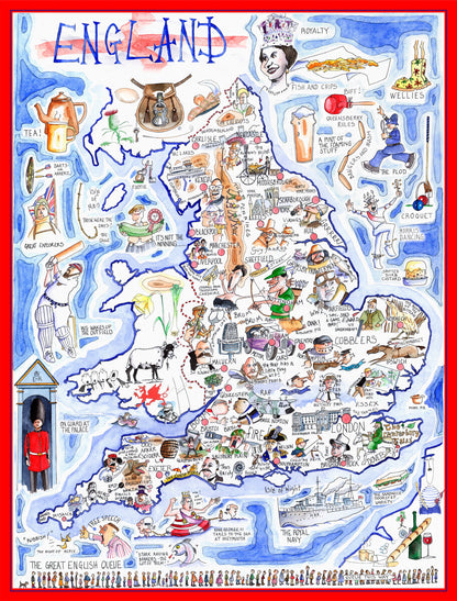 Tim Bulmer's England Map Jigsaw & Tea Towel Gift Bundle