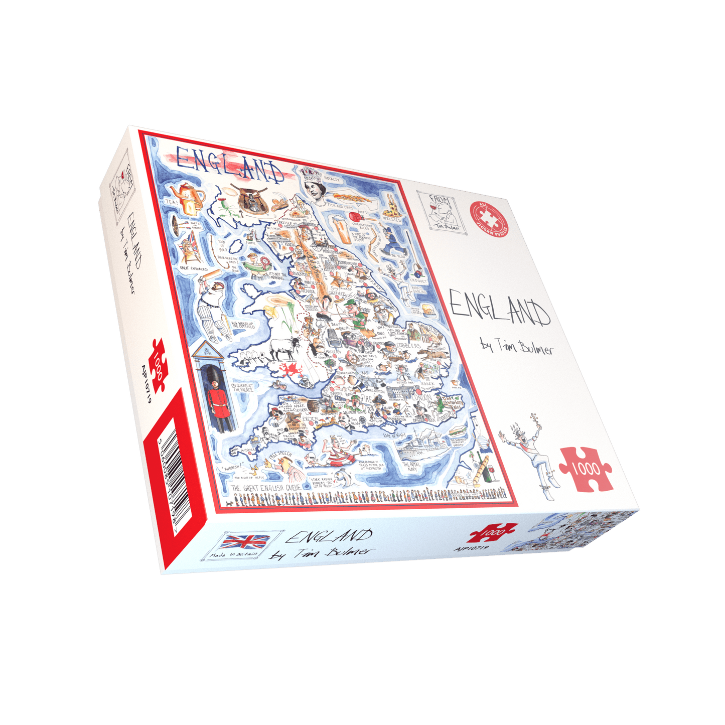 Tim Bulmer's England Map Jigsaw & Tea Towel Gift Bundle