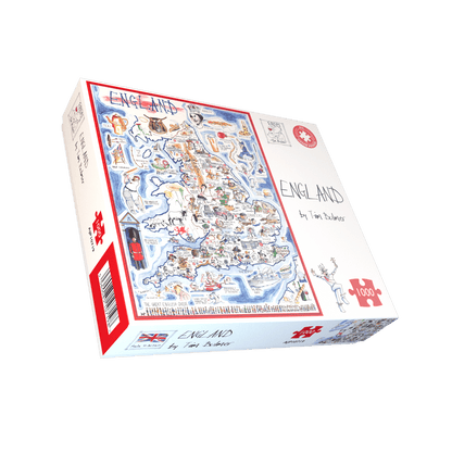 Tim Bulmer's England Map Jigsaw & Tea Towel Gift Bundle