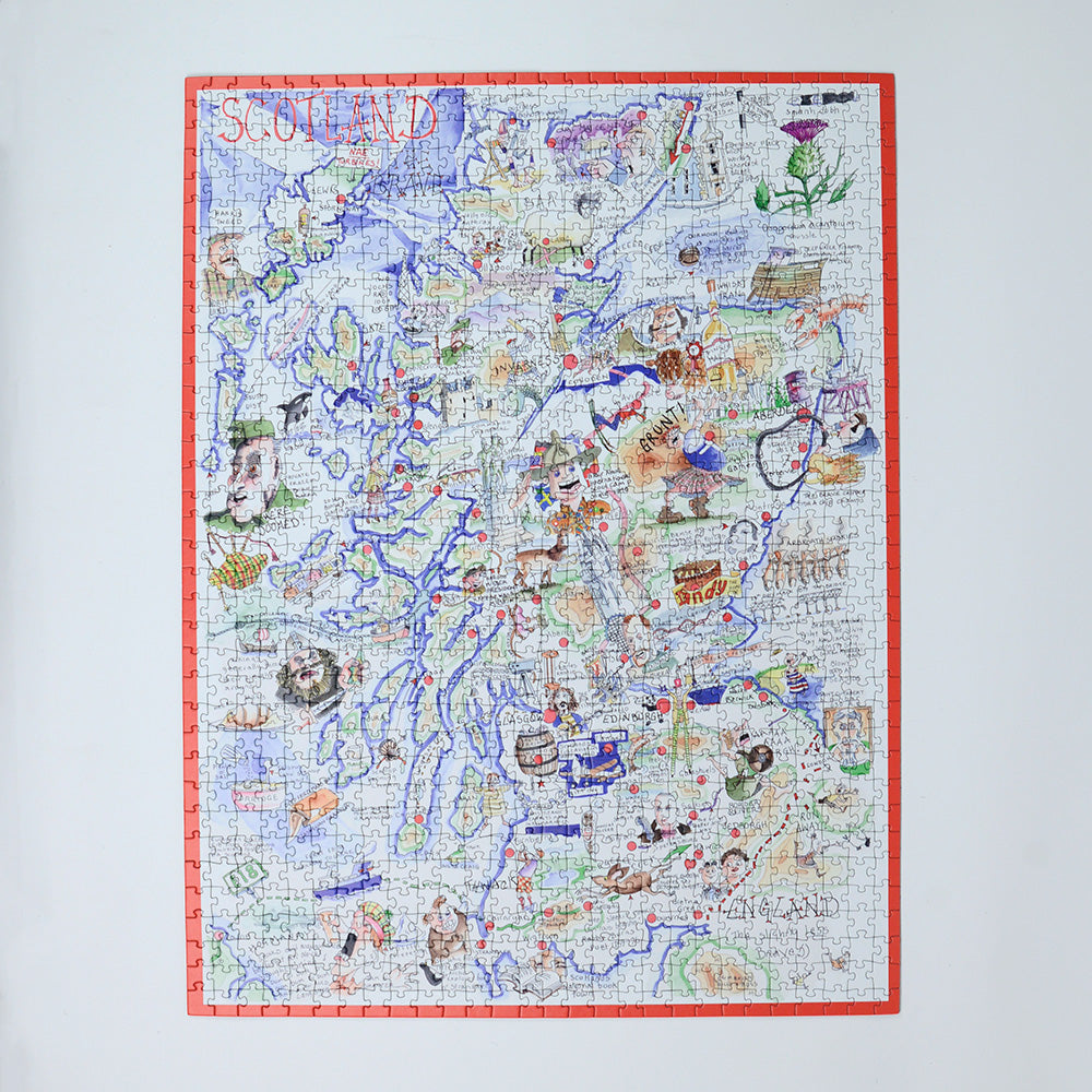 Tim Bulmer's Scotland Map Jigsaw & Tea Towel Gift Bundle