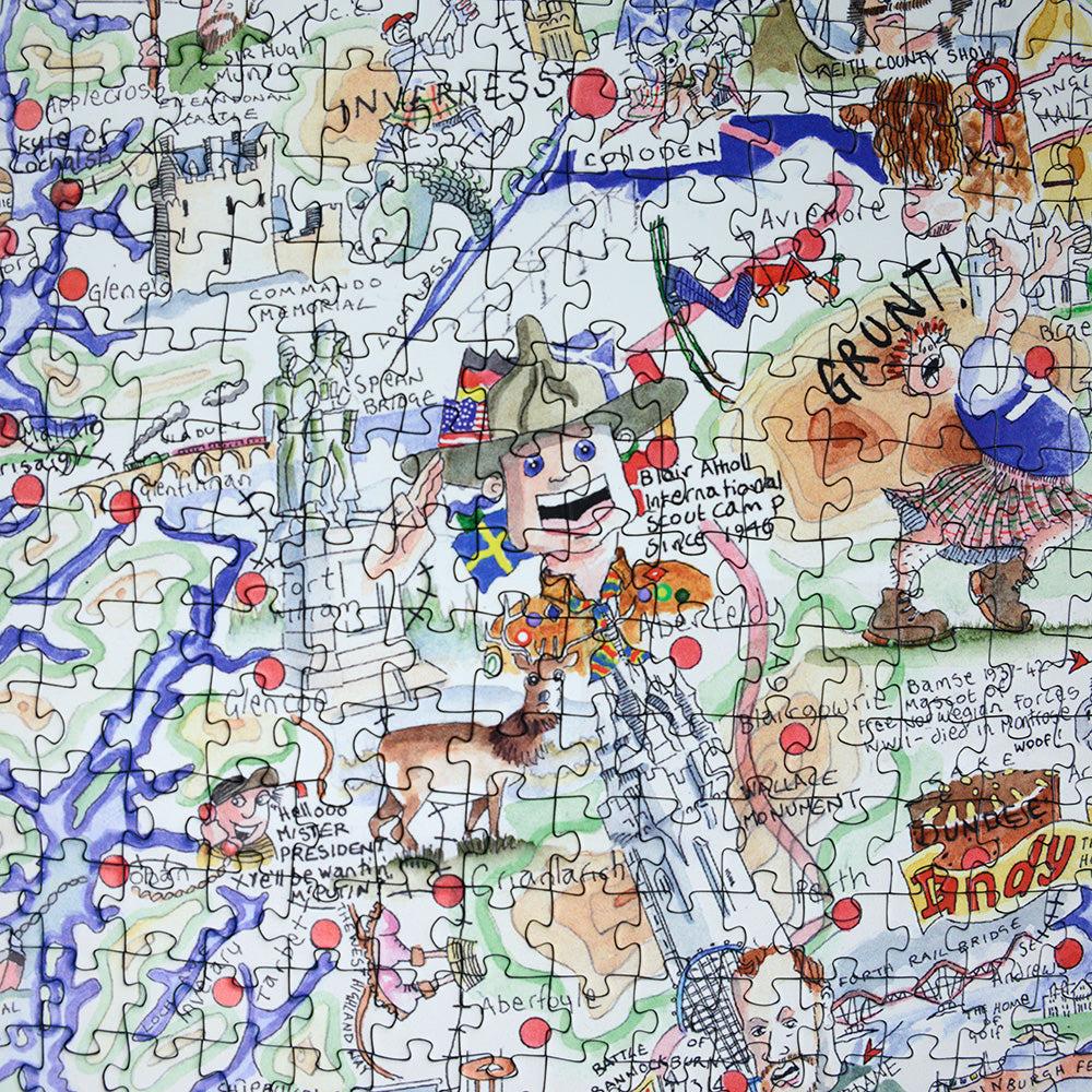 Tim Bulmer's Scotland Map Jigsaw & Tea Towel Gift Bundle