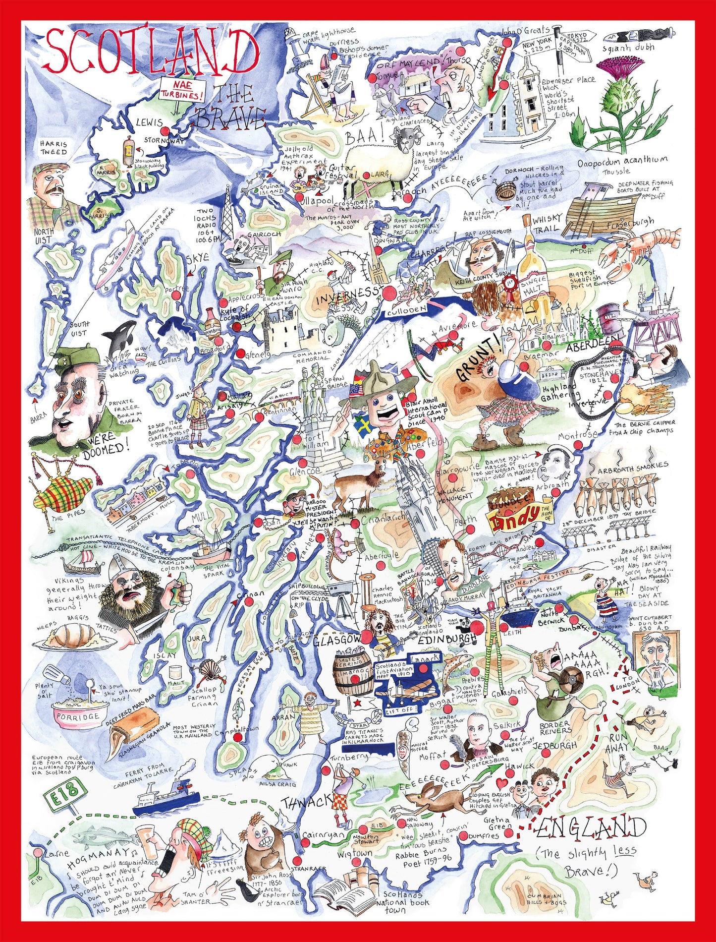 Tim Bulmer's Scotland Map Jigsaw & Tea Towel Gift Bundle