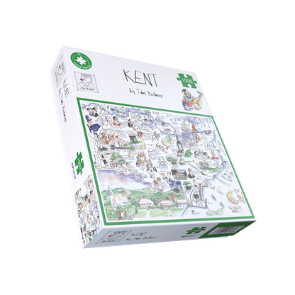 Tim Bulmer's Map of Kent Jigsaw & Tea Towel Gift Bundle