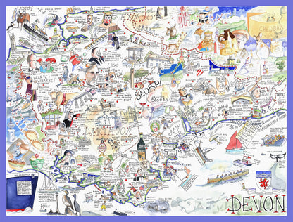 Tim Bulmer's Devon Map Jigsaw & Tea Towel Gift Bundle