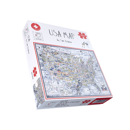 Tim Bulmer's USA Map Jigsaw & Tea Towel Gift Bundle