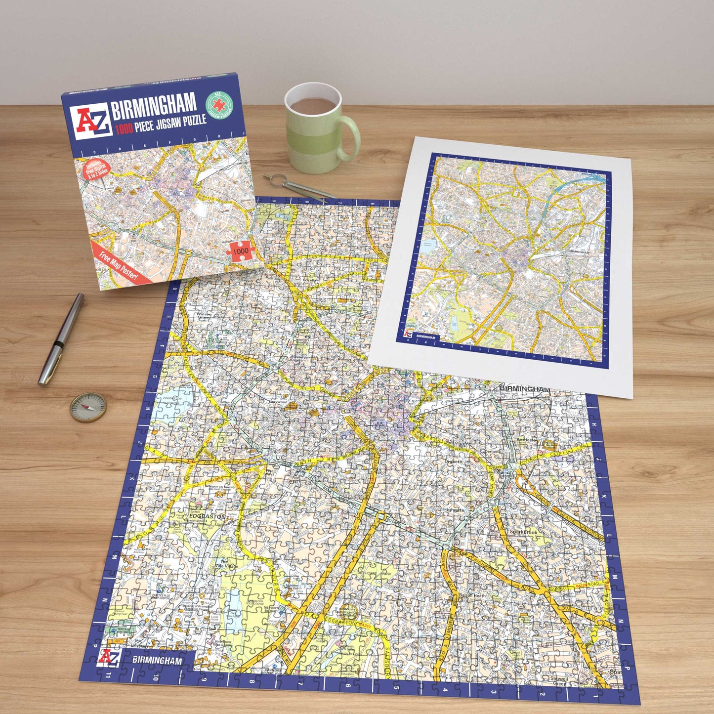 A-Z Map of Birmingham 1000 Piece Jigsaw