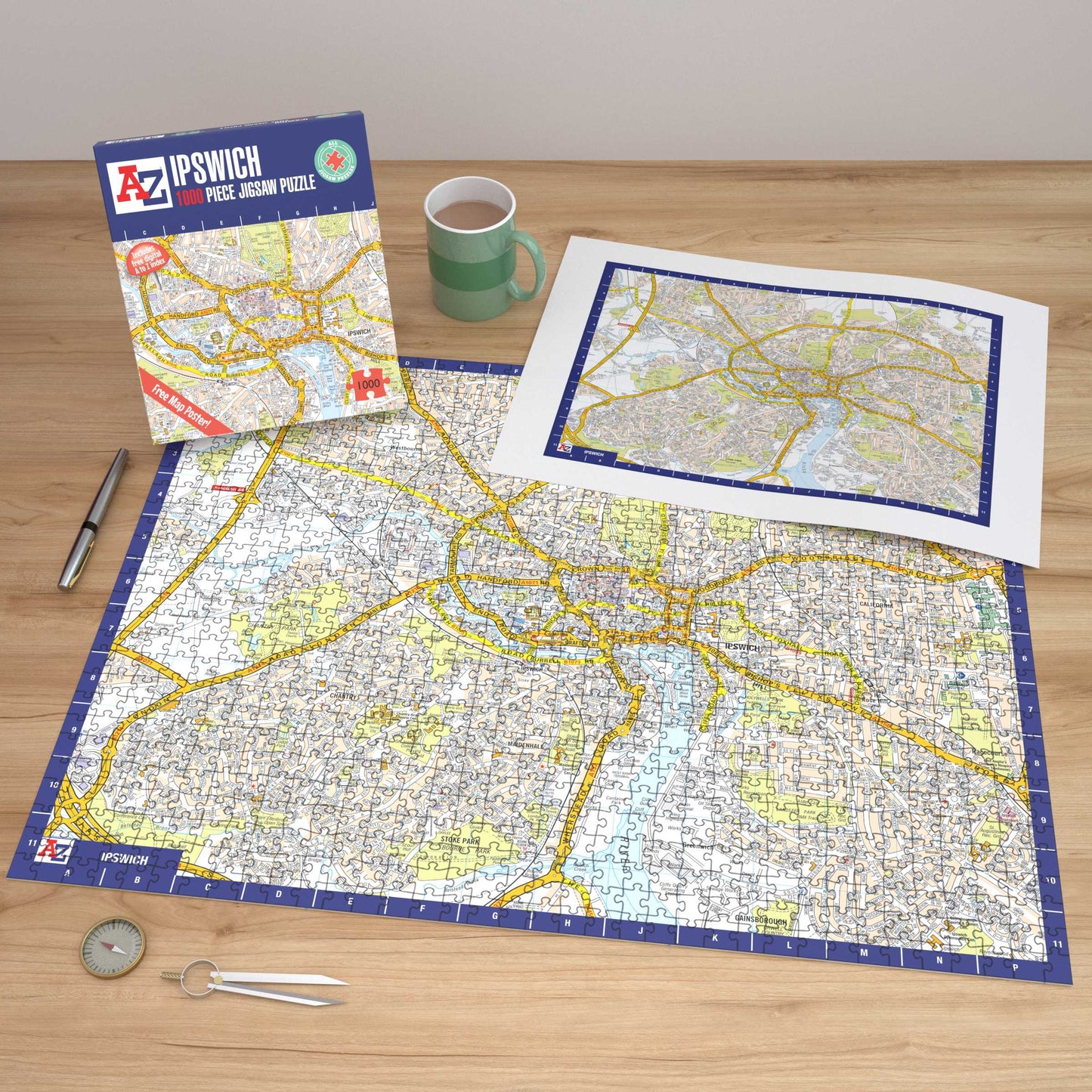 A-Z Map of Ipswich 1000 Piece Jigsaw