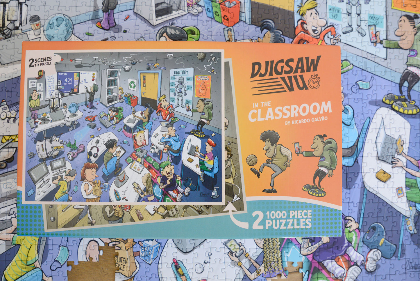 Djigsaw Vu In the Classroom 2 x  1000 Piece Jigsaw Puzzle Set