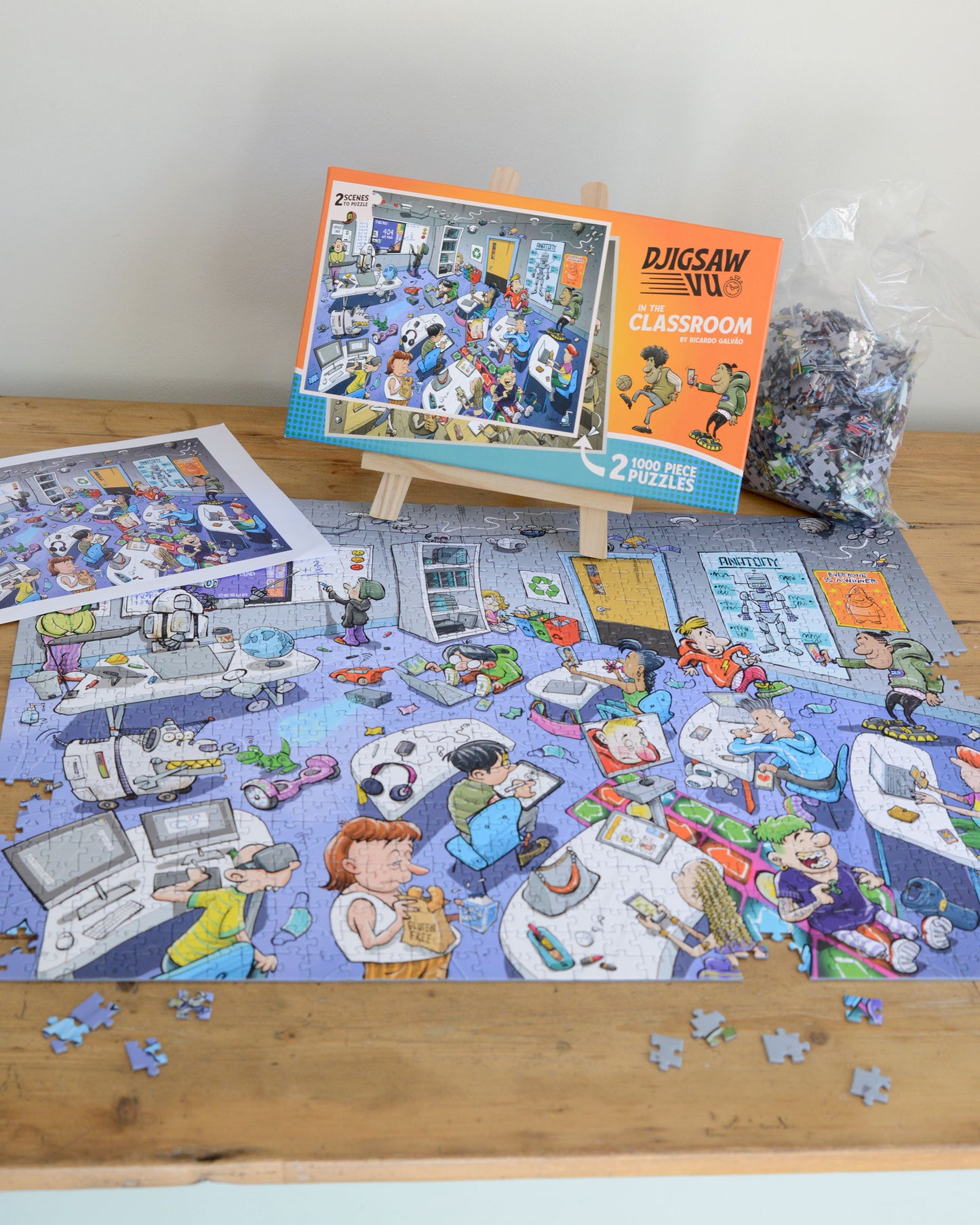 Djigsaw Vu In the Classroom 2 x  1000 Piece Jigsaw Puzzle Set