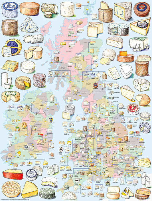A Cheesemonger's Map of British & Irish Cheese 1000 Piece Jigsaw Puzzle