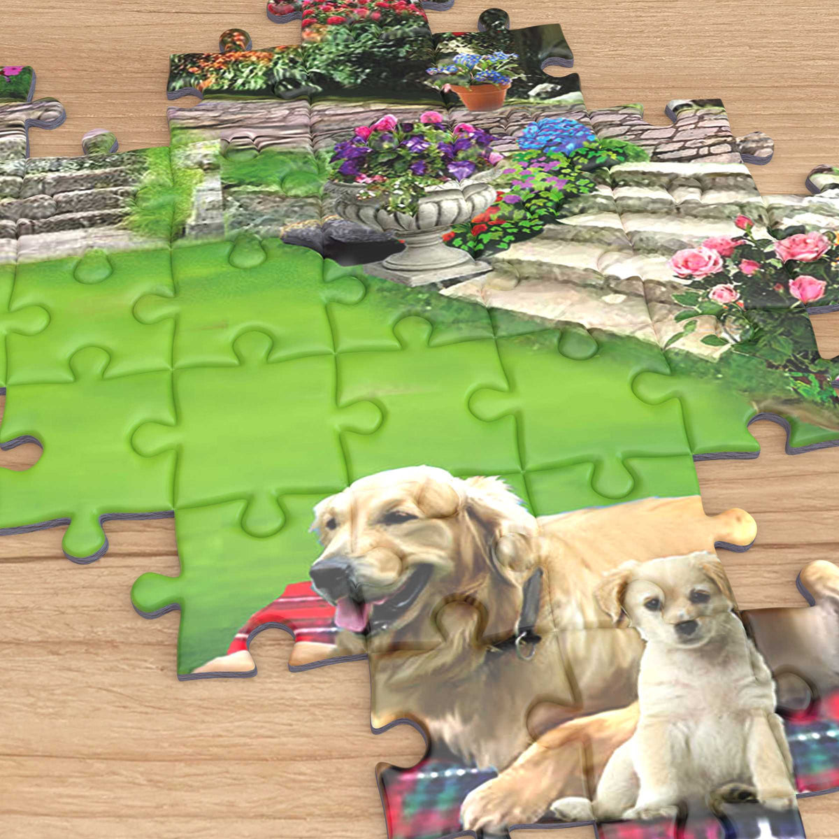 Dogs in a Cottage Garden 1000 or 500 Piece Jigsaw Puzzles
