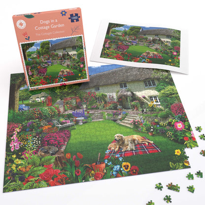 Dogs in a Cottage Garden 1000 or 500 Piece Jigsaw Puzzles