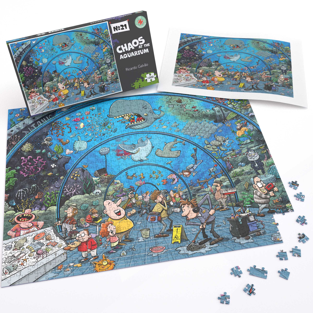 Chaos at the Aquarium 1000 or 500 Piece Jigsaw Puzzle - Chaos no. 21