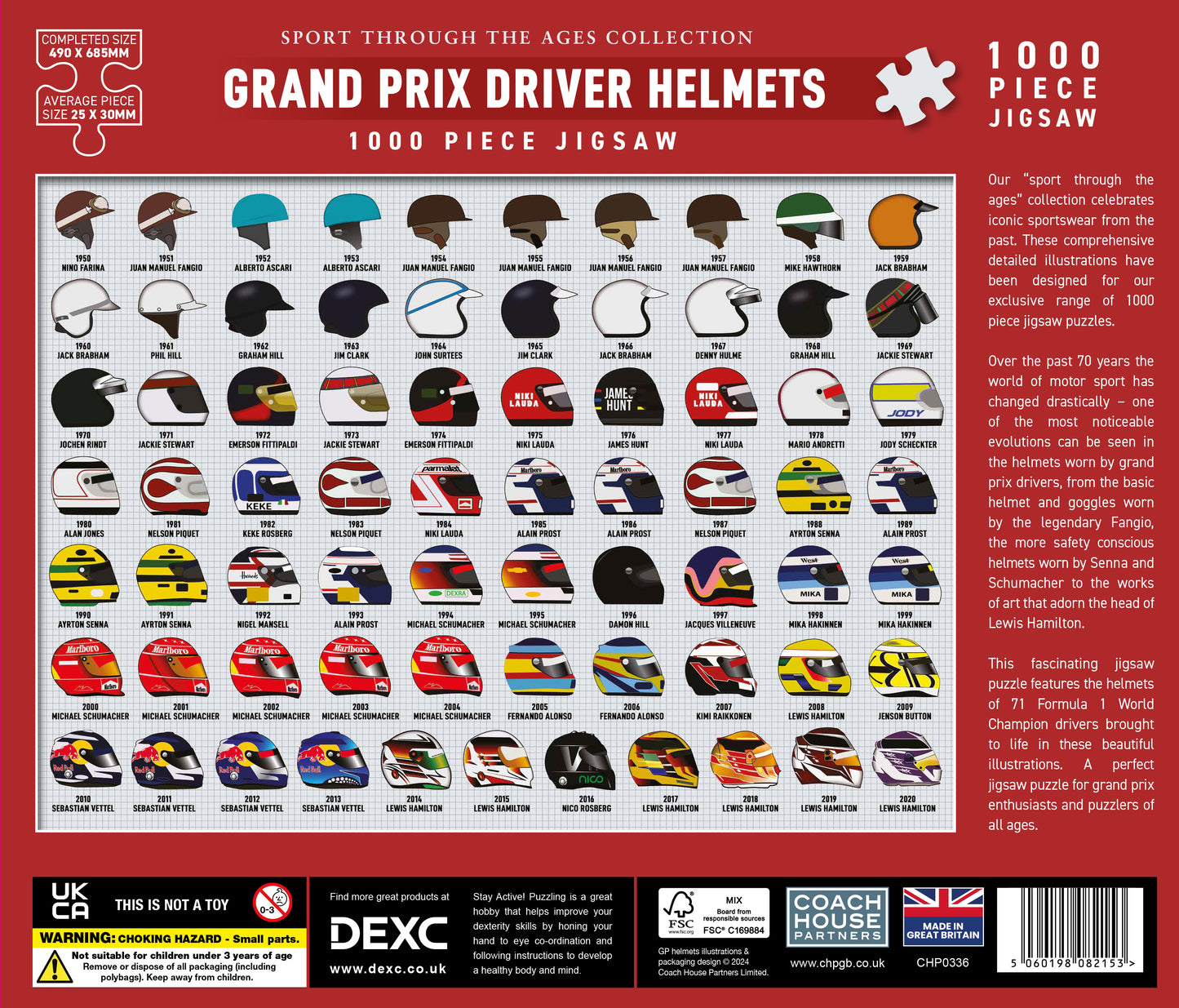 Grand Prix Driver Helmets 1000 Piece Jigsaw Puzzle