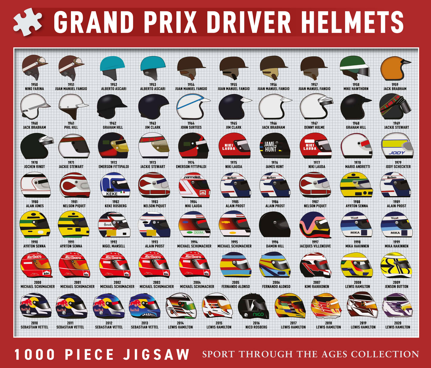 Grand Prix Driver Helmets 1000 Piece Jigsaw Puzzle