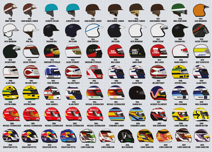 Grand Prix Driver Helmets 1000 Piece Jigsaw Puzzle