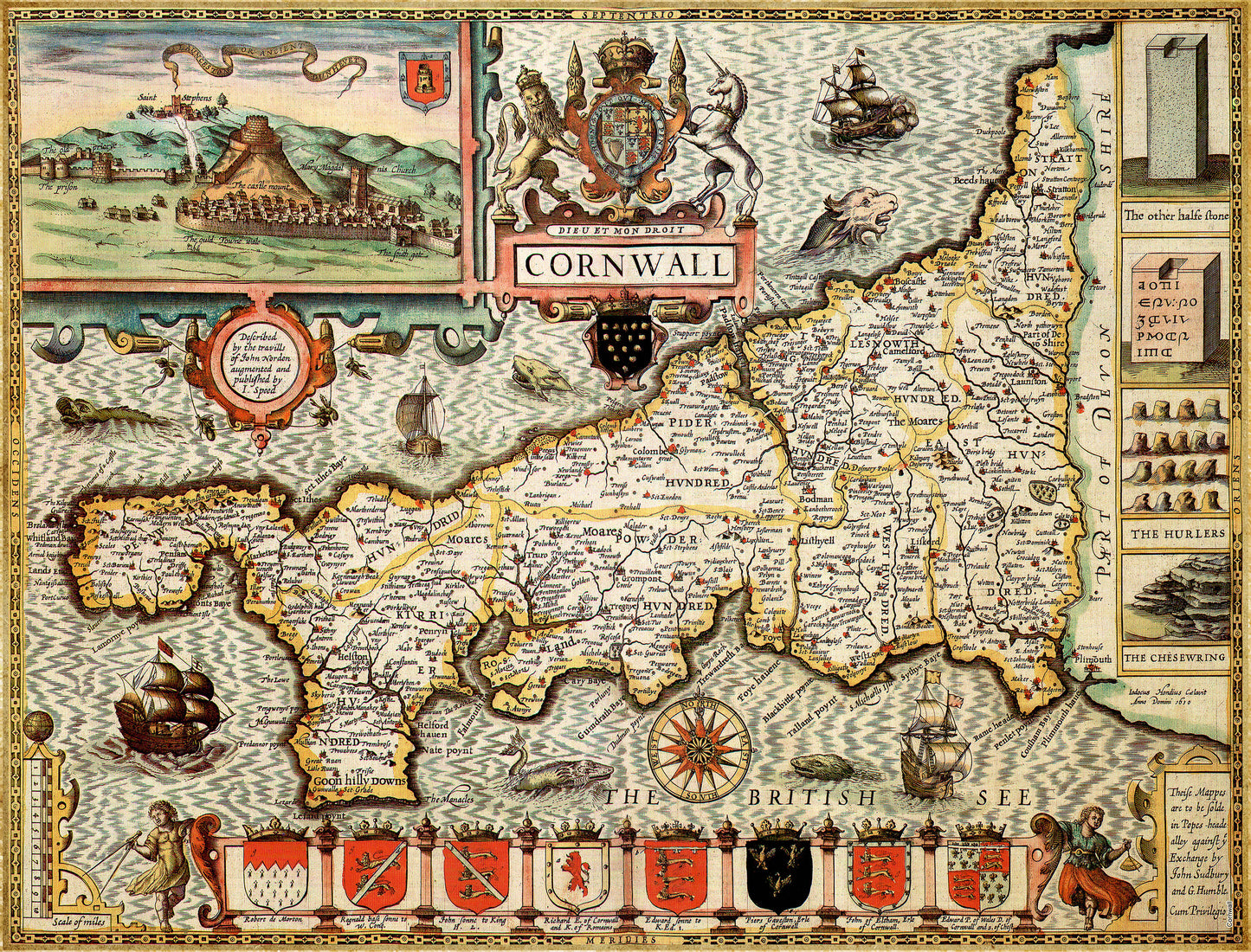 Cornwall Historical Map 1000 Piece Jigsaw Puzzle (1610)