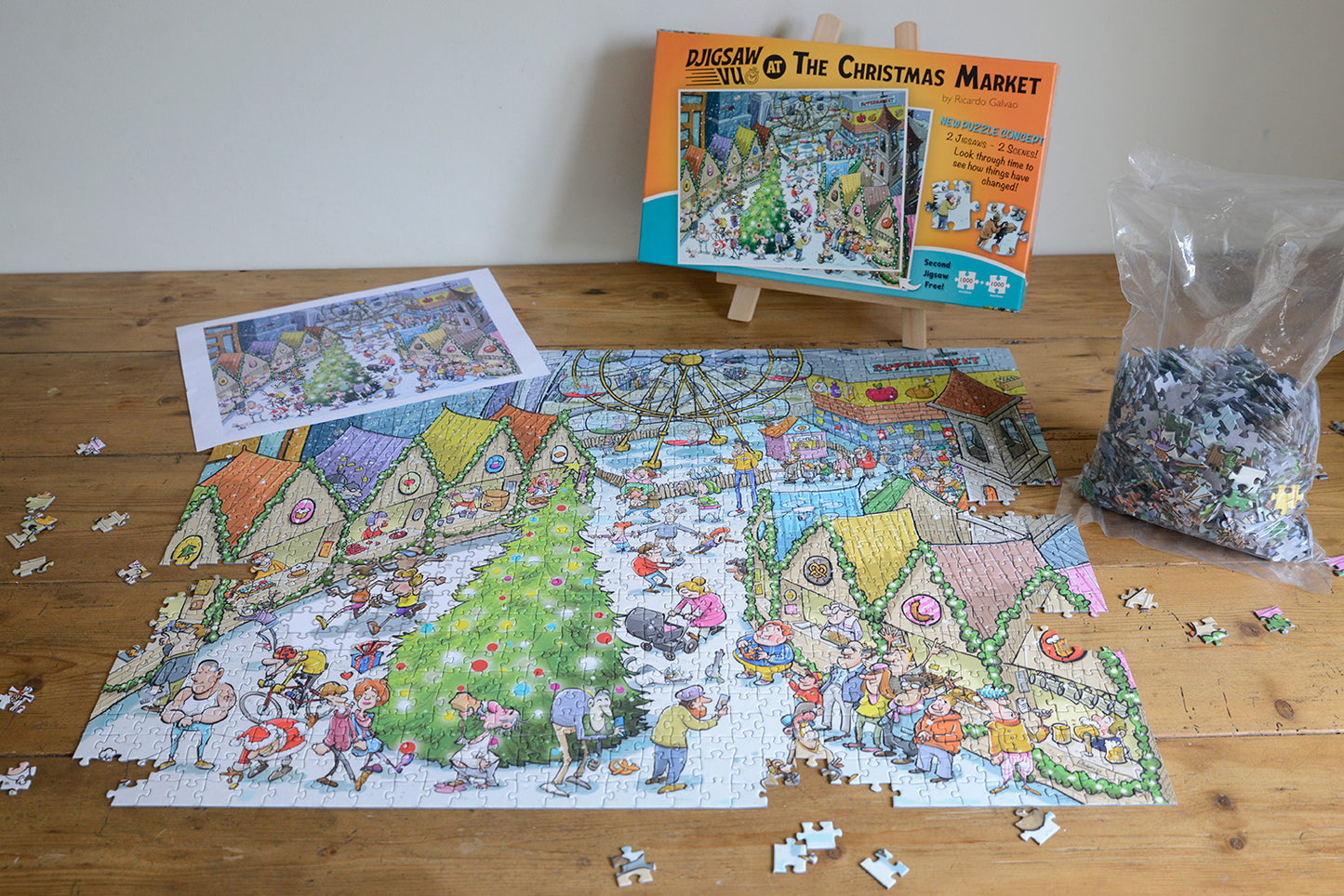 Djigsaw Vu at the Christmas Market 2 x 1000 Piece Jigsaw Puzzles