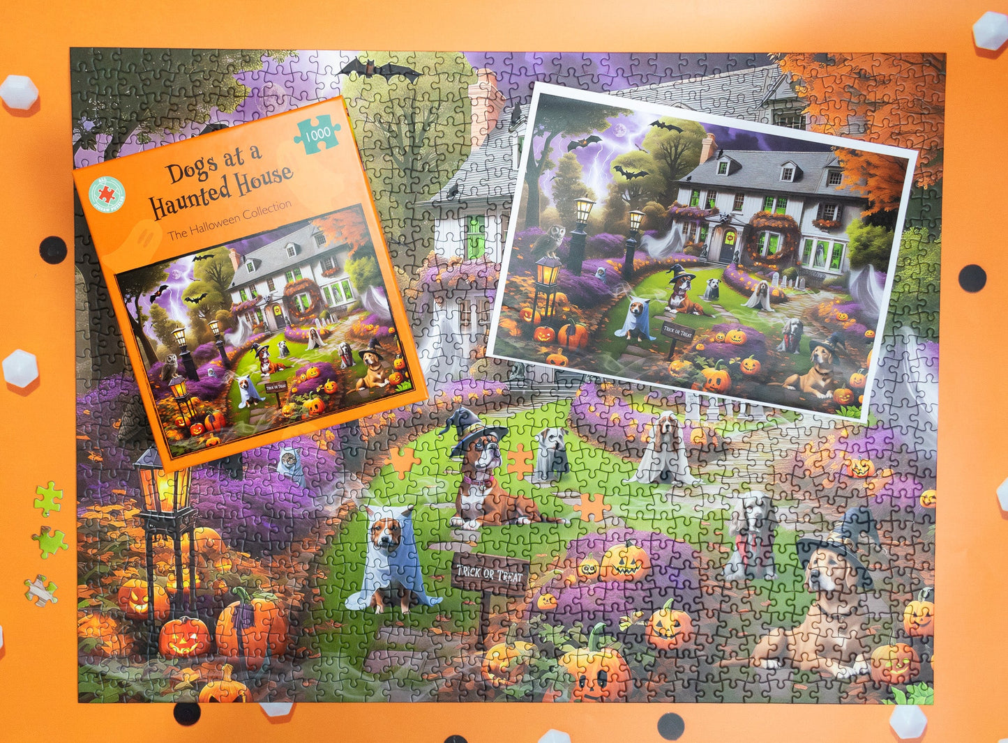 Dogs at a Haunted House 1000 or 500 Piece Jigsaw Puzzle