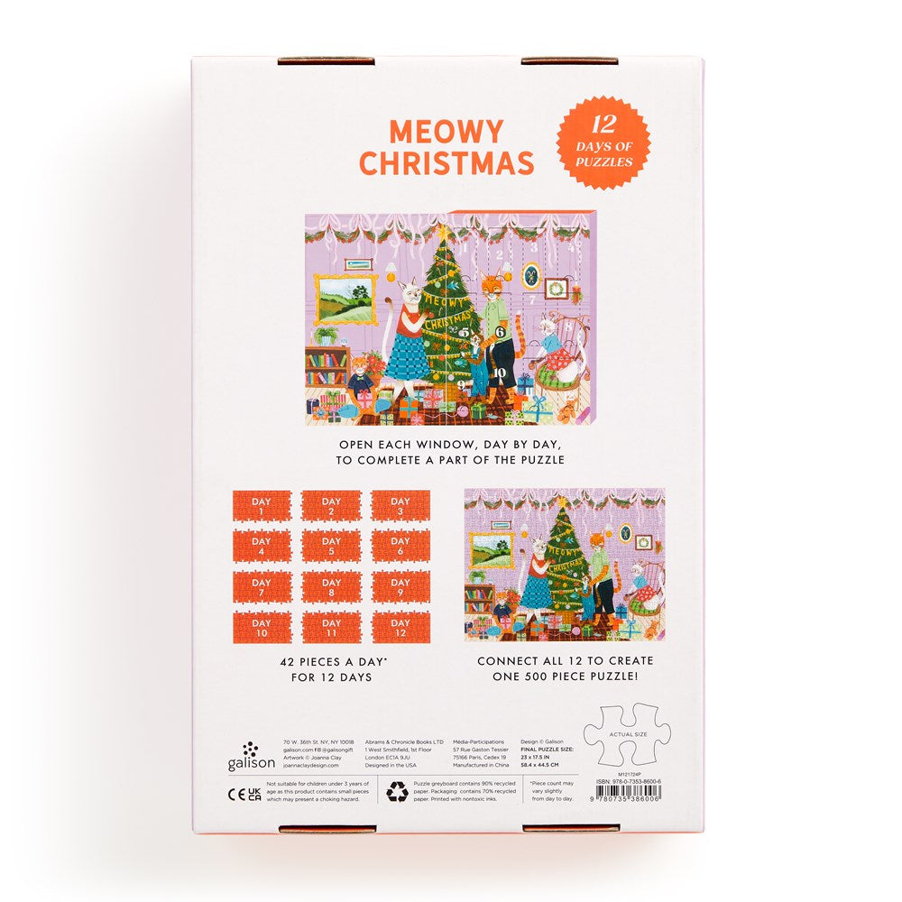 Meowy Christmas 12 Days of Puzzles 500 Piece Countdown