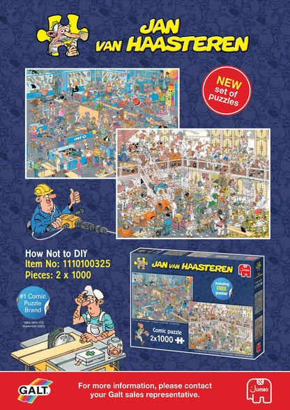 Jan Van Haasteren 'How Not to DIY' 2 x 1000 Piece Jigsaw Puzzles