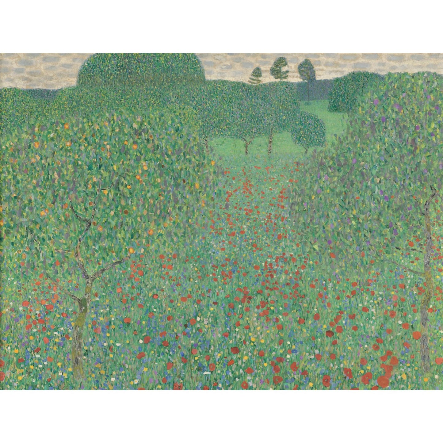 Field of Poppies Fine Art Landscape Jigsaw Puzzle by Gustav Klimt