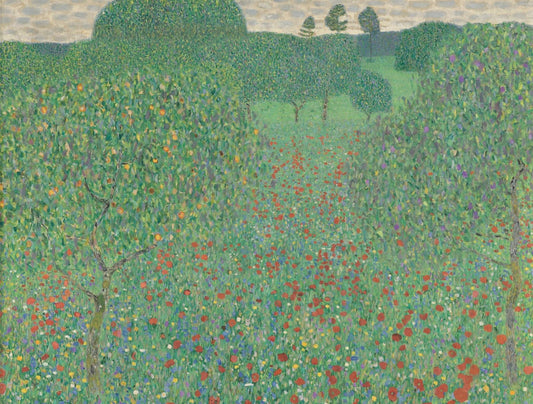 Field of Poppies Fine Art Landscape Jigsaw Puzzle by Gustav Klimt