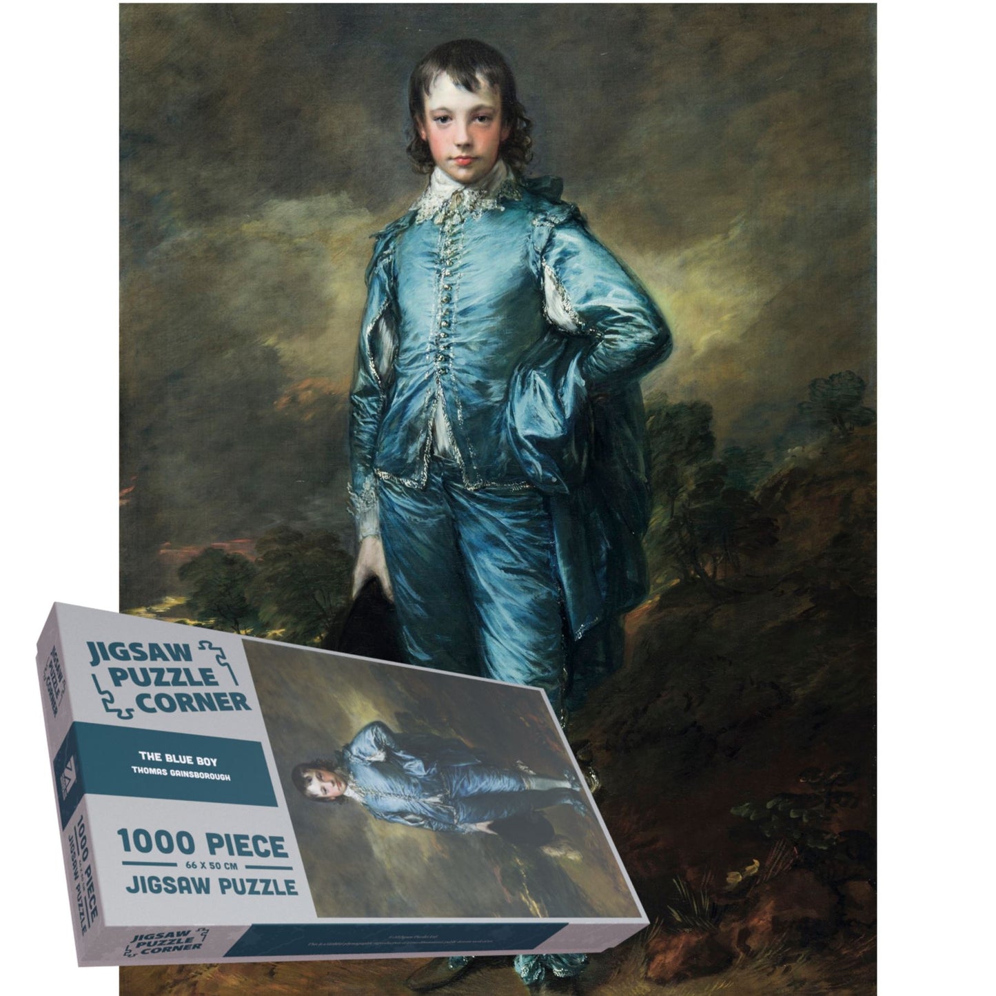 The Blue Boy Famous Portrait Fine Art Jigsaw Puzzle by Thomas Gainsborough