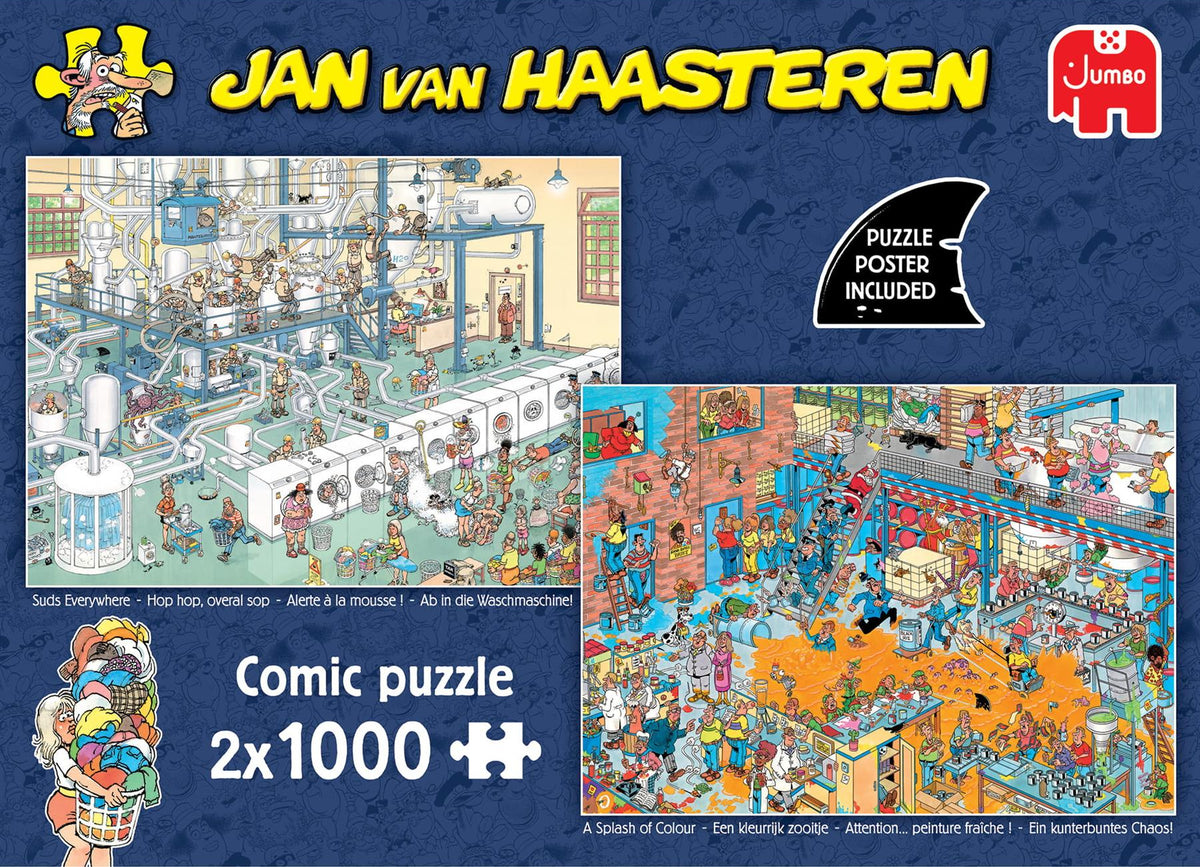 PRE-ORDER Jan Van Haasteren Suds Everwhere & A Splash of Colour 2 x 1000 Piece Jigsaw Puzzle
