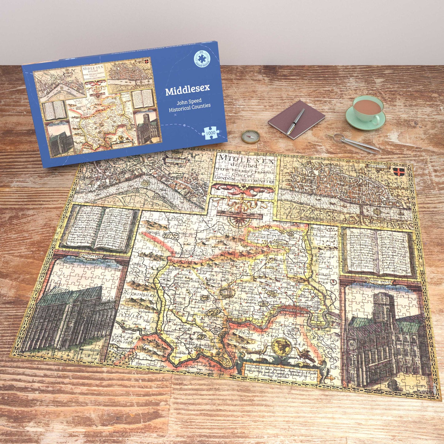 Middlesex Historical Map 1000 Piece Jigsaw Puzzle (1610)