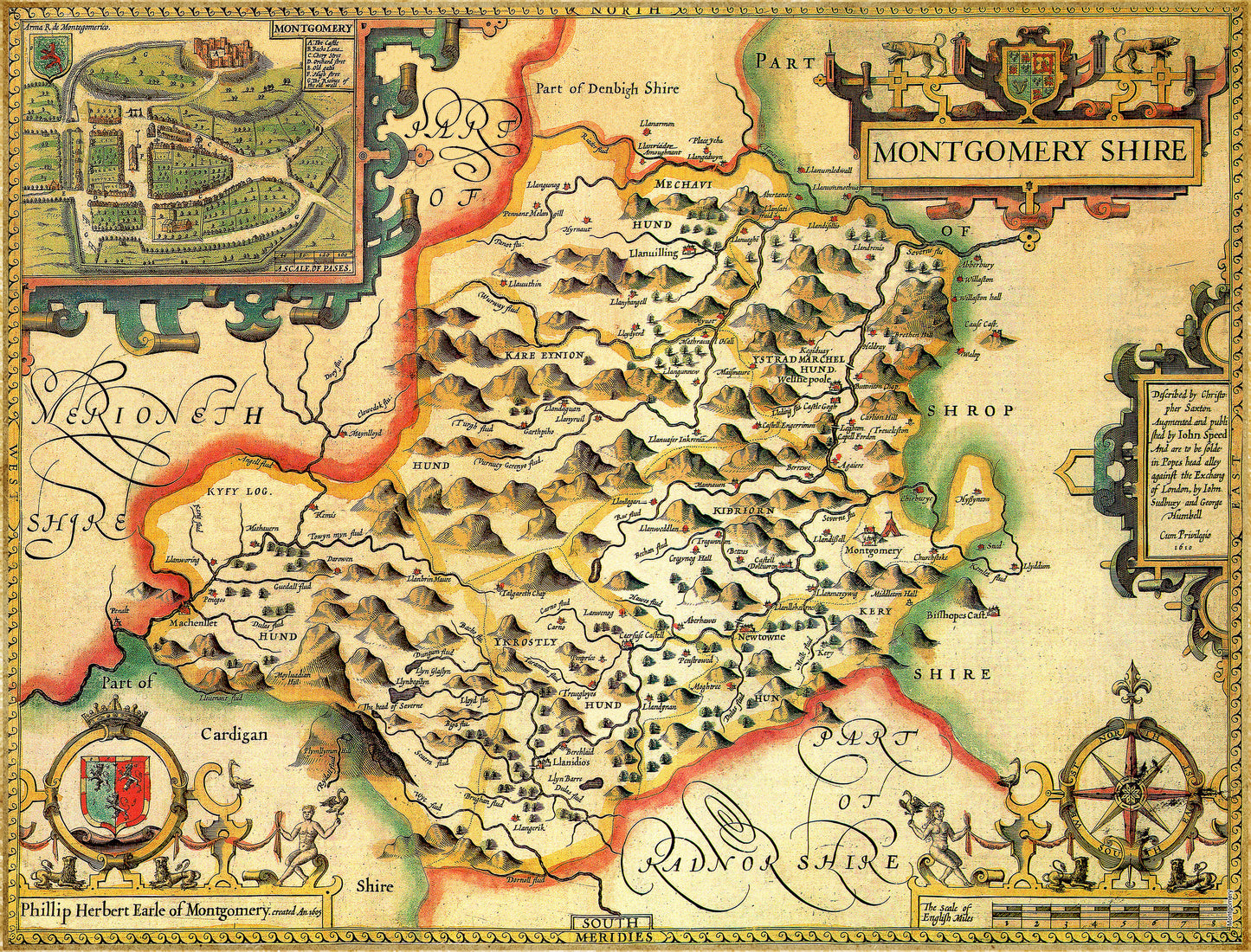 Montgomeryshire Historical Map 1000 Piece Jigsaw Puzzle (1610)